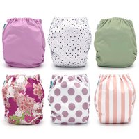 Jolie Fleur Collection, 6 pocket cloth diapers with 3-layer diaper inserts