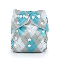 Aqua Argyle Pocket Cloth Diaper - "Oxford" Print with Insert