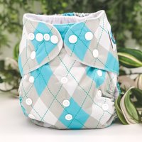 Aqua Argyle Pocket Cloth Diaper - "Oxford" Print with Insert