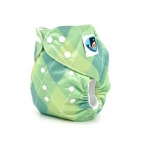 Pocket Cloth Diaper in Green Argyle Print "Harper" with 3-Layer Diaper Insert