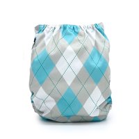 Aqua Argyle Pocket Cloth Diaper - "Oxford" Print with Insert