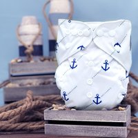 Blue Anchors Pocket Cloth Diaper - "Ancora" Print with Insert