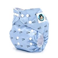 Sky Blue Whale Pocket Cloth Diaper - "Cetacea" Print with Insert