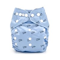 Sky Blue Whale Pocket Cloth Diaper - "Cetacea" Print with Insert