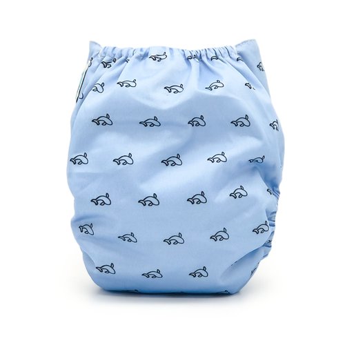 Sky Blue Whale Pocket Cloth Diaper - "Cetacea" Print with Insert