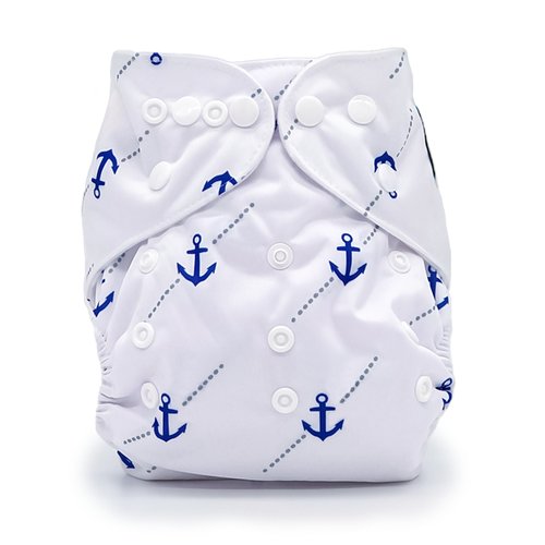 Blue Anchors Pocket Cloth Diaper - "Ancora" Print with Insert