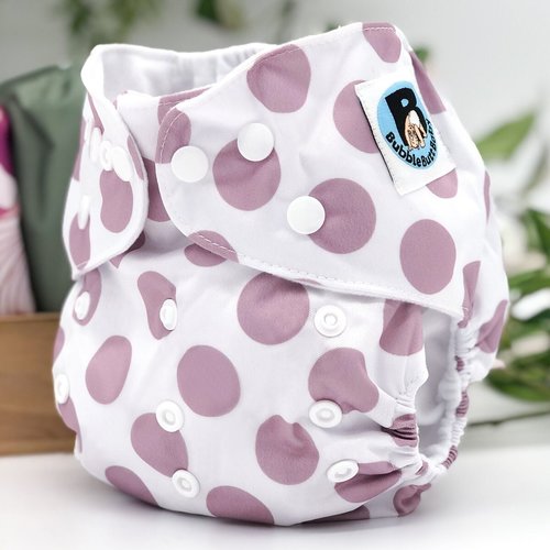 Lavender Polka Dot Pocket Cloth Diaper - "Dahlia" Print with Insert