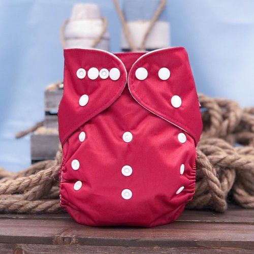 Red Pocket Cloth Diaper - "Gale" Solid Color with Insert