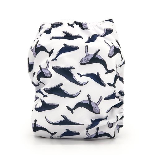Whale Print Pocket Cloth Diaper - "Balaena" Print with Insert