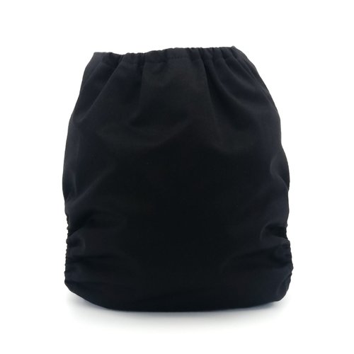 Black Pocket Cloth Diaper - Solid black color "Licorice" with Insert