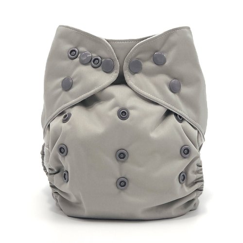 Grey Pocket Cloth Diaper - Solid gray color "Stormy" with Insert