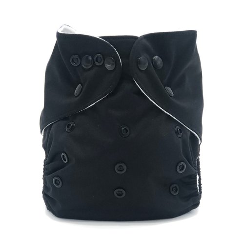 Black Pocket Cloth Diaper - Solid black color "Licorice" with Insert