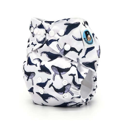 Whale Print Pocket Cloth Diaper - "Balaena" Print with Insert