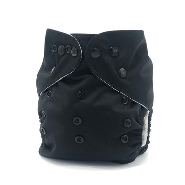 Black Pocket Cloth Diaper - Solid black color "Licorice" with Insert