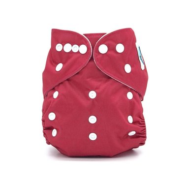 Front image of a red pocket cloth diaper in the pattern named Gale. Part of the Yachtsman Collection by Bubble Butt Baby.