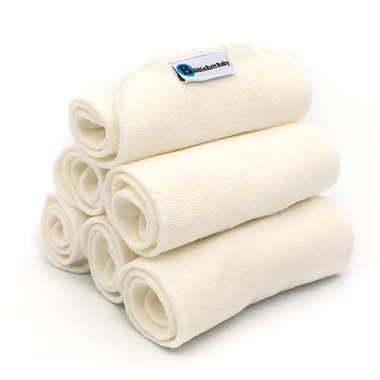 six cloth diaper inserts made 2 outer layers of bamboo rayon plus an absorbent  polyester pad inside