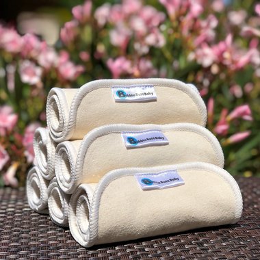 six cloth diaper inserts made from 3 layers of hemp/cotton blend