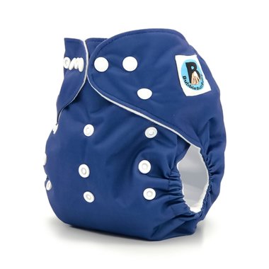 Side image of a blue pocket cloth diaper in the pattern named Adrift. Part of the Yachtsman Collection by Bubble Butt Baby.