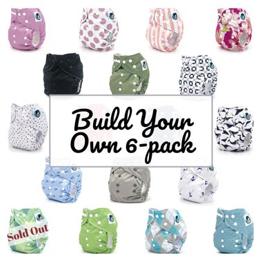 Build Your Own 6-pack pocket cloth diapers with 3-layer diaper inserts | Bubble Butt Baby
